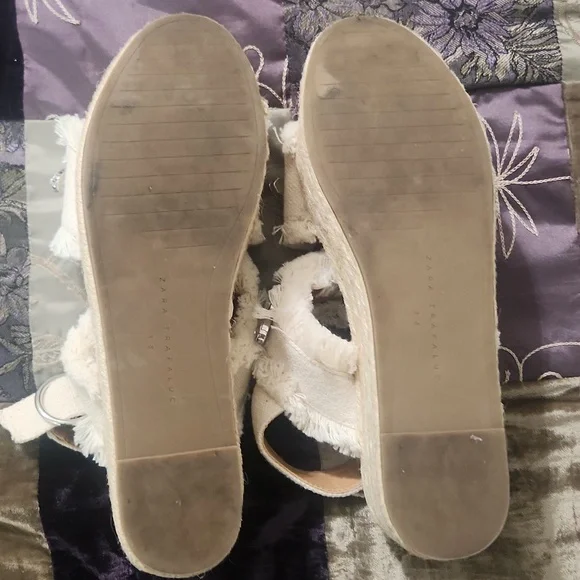 Zara Trafaluc Frayed Rhinestone Platform Sandals - Picture 7 of 8